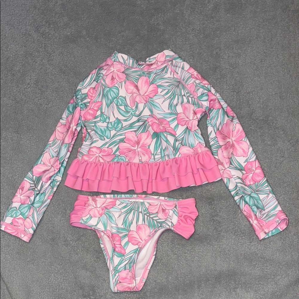 Floral Pink Kids Swim Set